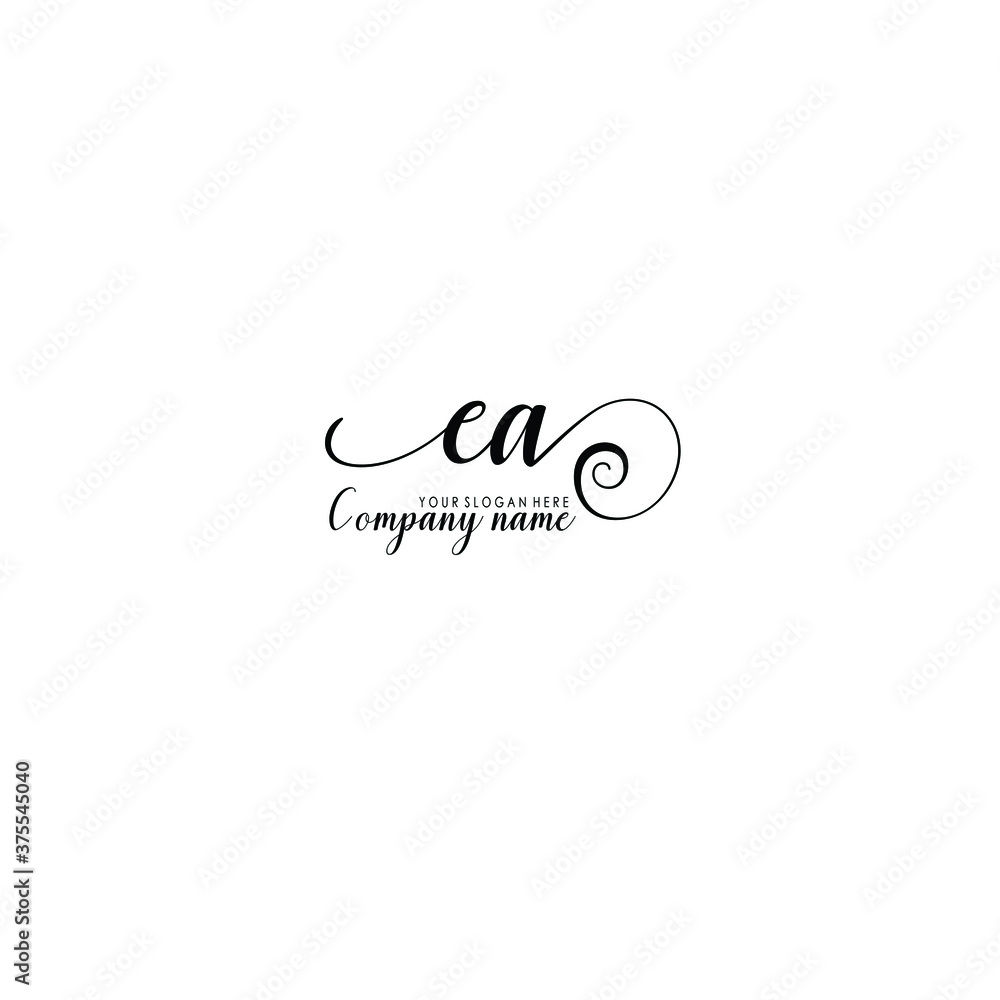 EA Initial handwriting logo template vector