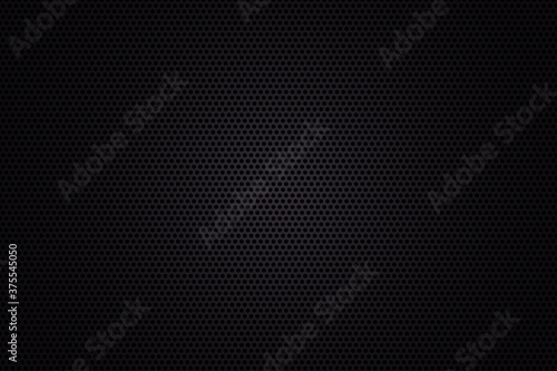 Dark carbon texture. Metal grid black steel background. photo