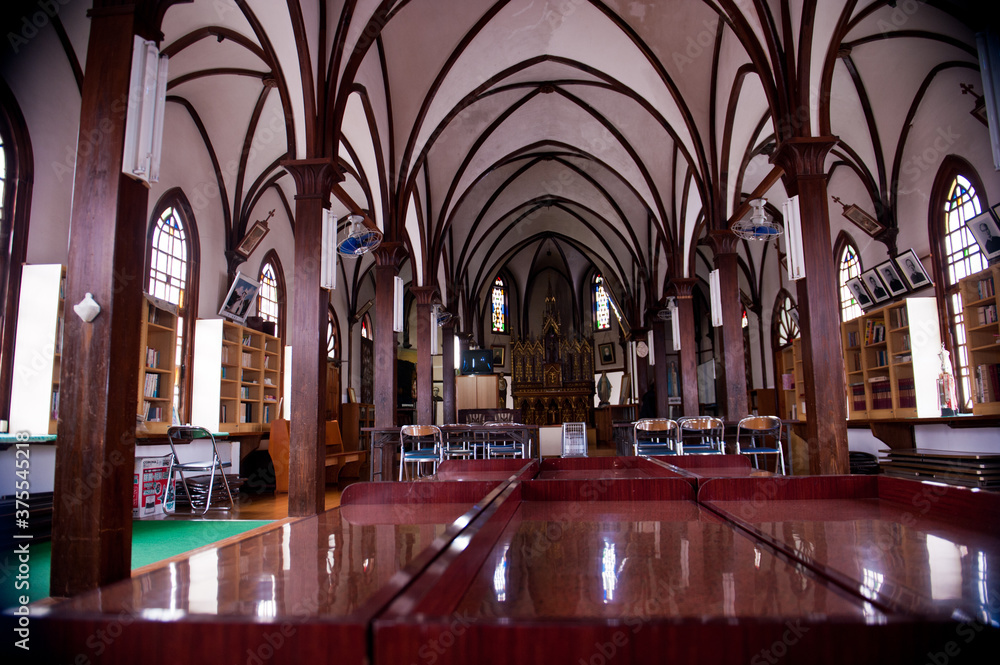   Beautiful and Colorful Cathedral Catholic church inside interior.