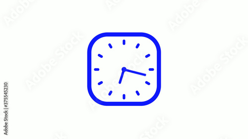 Amazing blue color 12 hours square clock icon on white background,clock icon © MSH