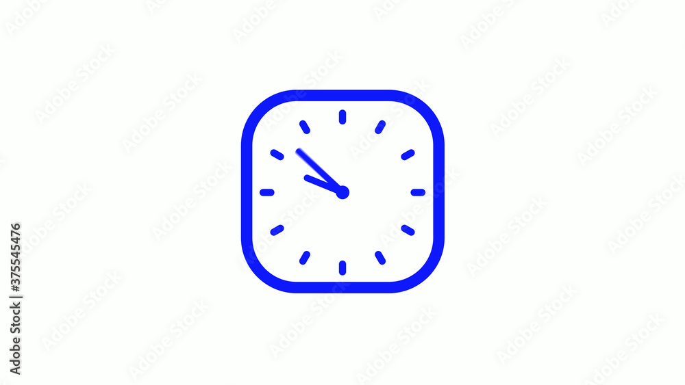 Amazing blue color 12 hours square clock icon on white background,clock icon Amazing blue color 12 hours square clock icon on white background,clock icon