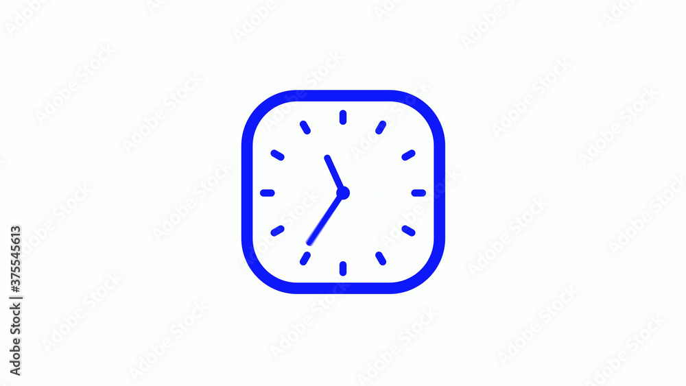 Amazing blue color 12 hours square clock icon on white background,clock icon Amazing blue color 12 hours square clock icon on white background,clock icon