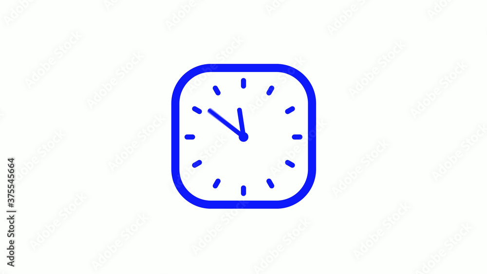 Amazing blue color 12 hours square clock icon on white background,clock icon Amazing blue color 12 hours square clock icon on white background,clock icon