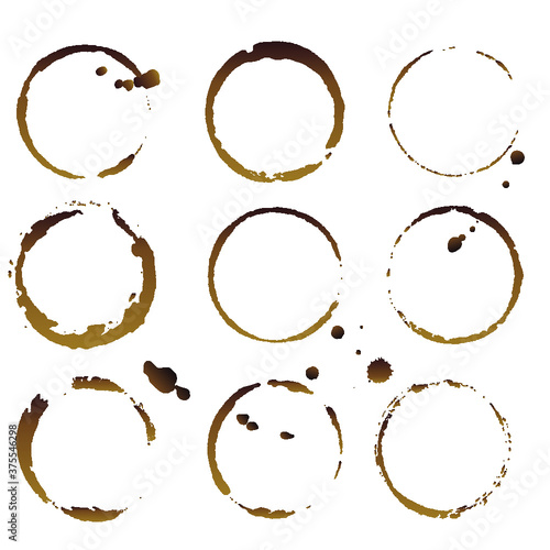 Vector coffee cup stains, Isolated On White Background, tea ring stamps Illustration
