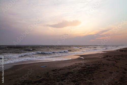 千葉県富津海水浴場の夕日