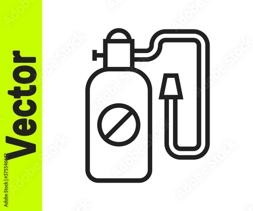 Black line Pressure sprayer for extermination of insects icon isolated on white background. Pest control service. Disinfectant sprayer. Vector.