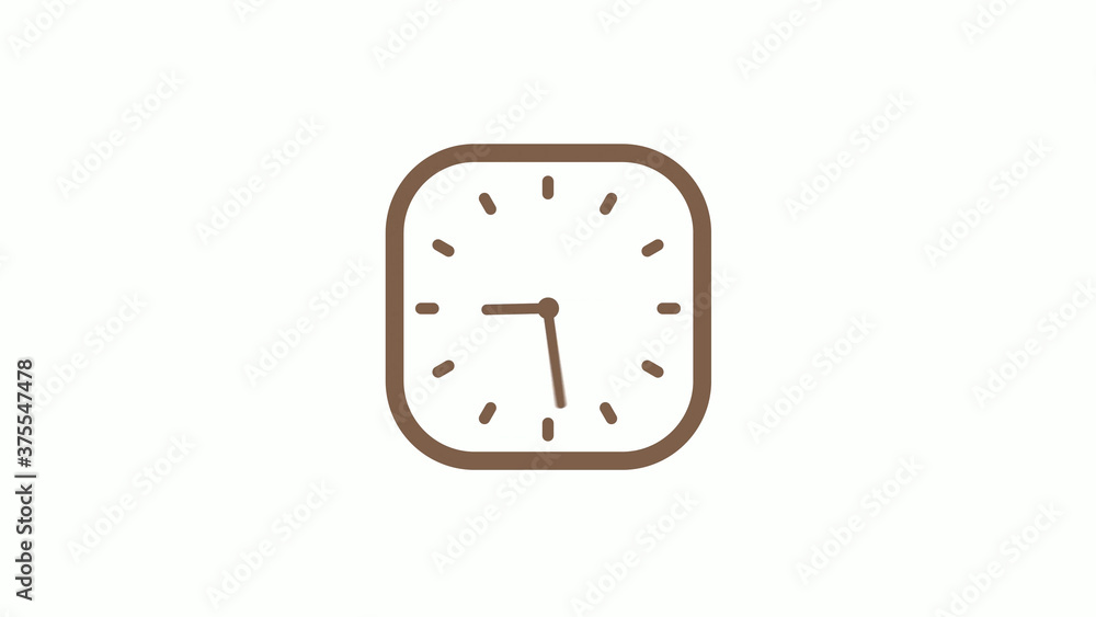 Brown dark counting clock icon on white background Brown dark counting clock icon on white background