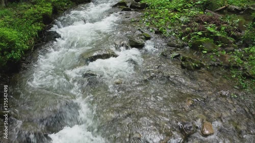 River mountain park wild water story green stone sun photo