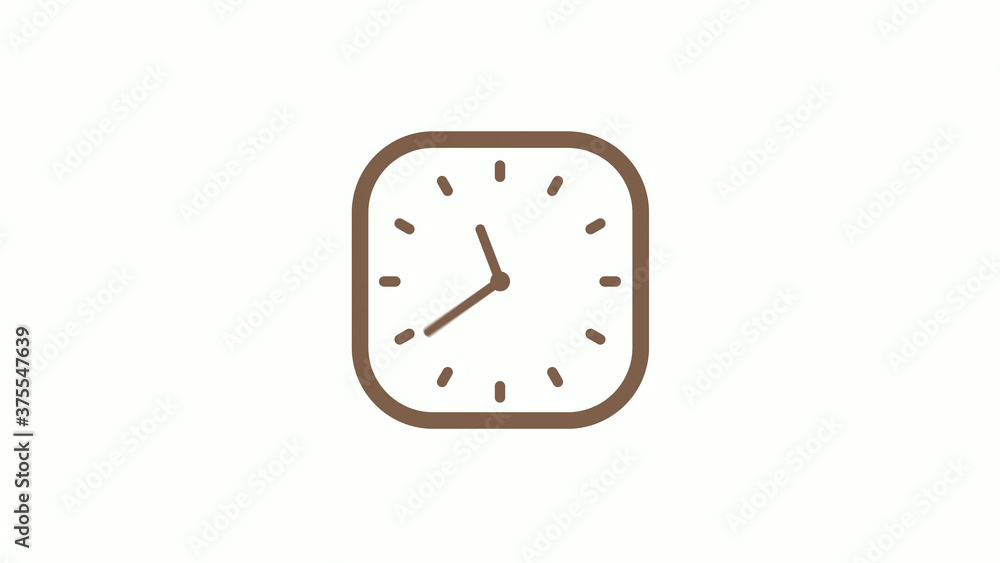 New cyan color square clock icon on white background,12 hours clock icon New cyan color square clock icon on white background,12 hours clock icon