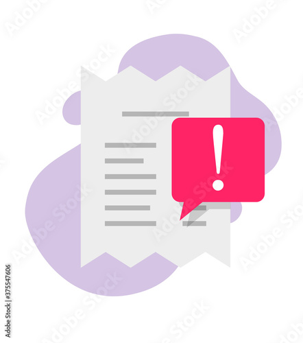 Paying due bill, payment warning fraud icon vector notice reminder symbol, urgent caution expired overdue receipt invoice, financial important deadline pay expiration notification flat cartoon modern
