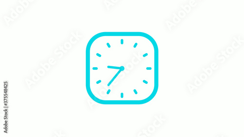 Free Download New cyan color square clock icon on white background,12 hours clock icon - GFXLoad
