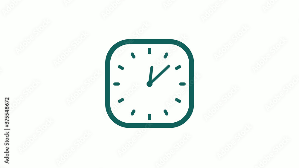 Amazing cyan color square clock icon on white background,12 hours clock icon Amazing cyan color square clock icon on white background,12 hours clock icon