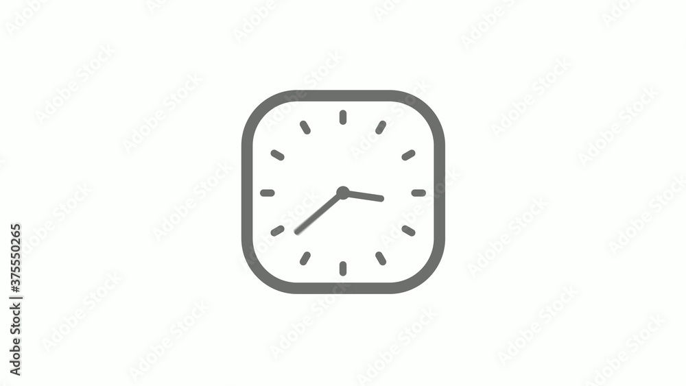 Amazing gray color square clock icon on white background,clock icon