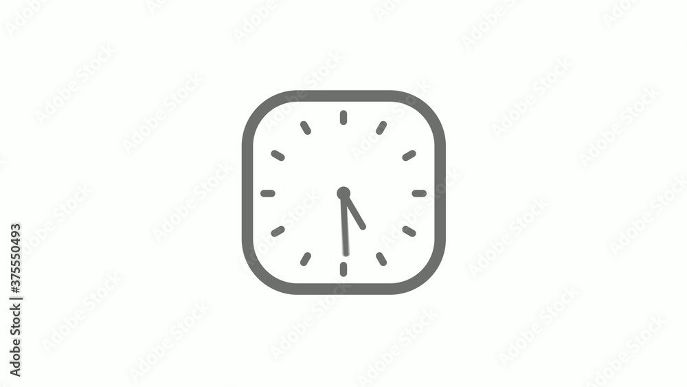 Amazing gray color square clock icon on white background,clock icon