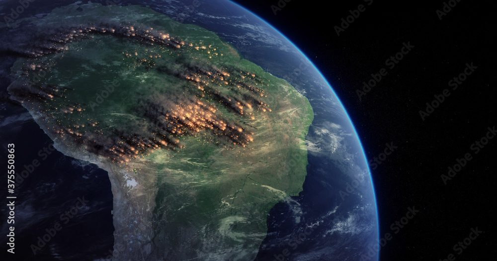 Amazon Rainforest Fire From Space. Satellite View Shows a Lot of Fires  Burning in the Amazon Forest. Massive Wildfire Rips Through Parts of the  Amazon. Stock Illustration | Adobe Stock