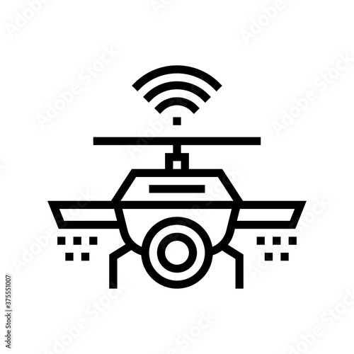 drone with wifi and camera line icon vector. drone with wifi and camera sign. isolated contour symbol black illustration