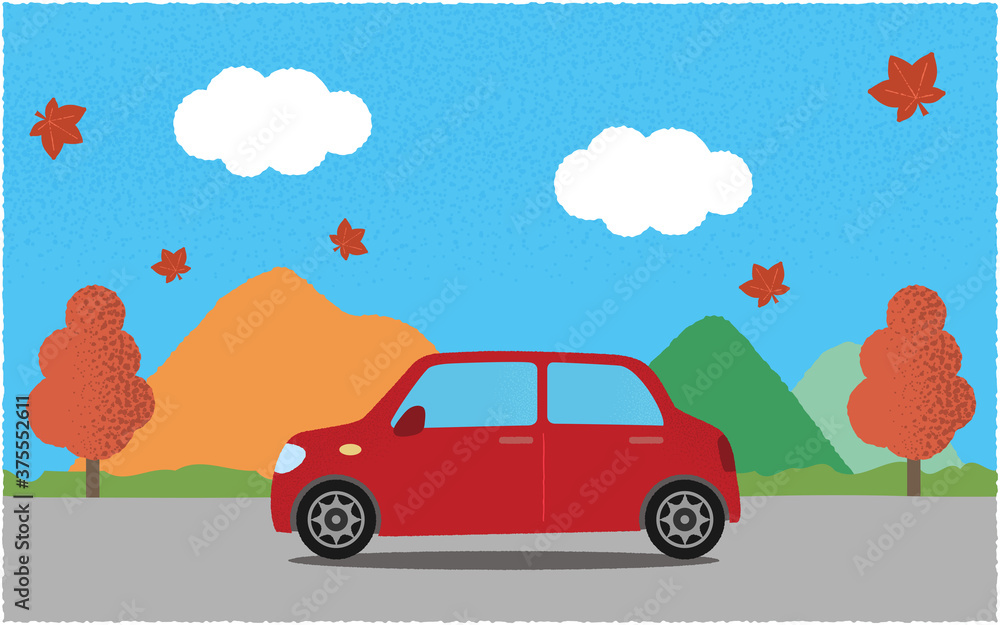 秋 山沿いの道を進む赤い自動車のベクターイラスト Stock Vector Adobe Stock 秋 山沿いの道を進む赤い自動車のベクターイラスト Stock Vector Adobe Stock