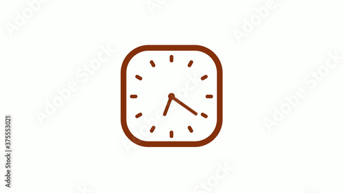 New brown dark counting down square clock icon on white background