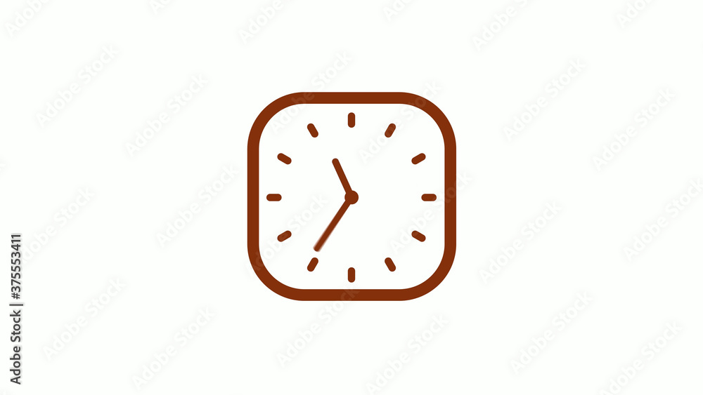 New brown dark counting down square clock icon on white background New brown dark counting down square clock icon on white background