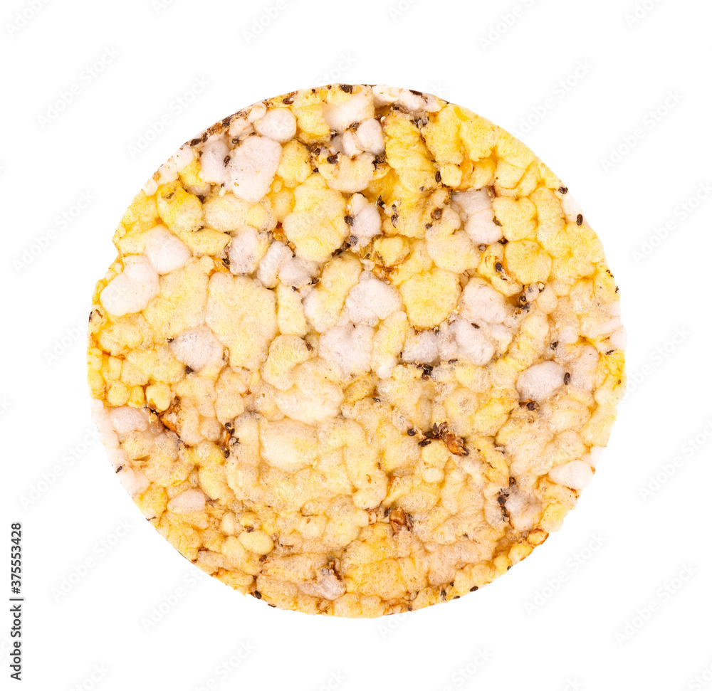 Crispbread with chia seeds and oregano, isolated on white background. Millet chips. Dietary food with low calories. Top view. Crispbread with chia seeds and oregano, isolated on white background. Millet chips. Dietary food with low calories. Top view.