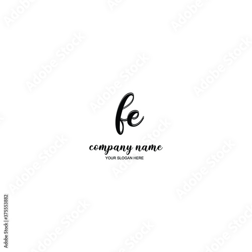 FE Initial handwriting logo template vector 