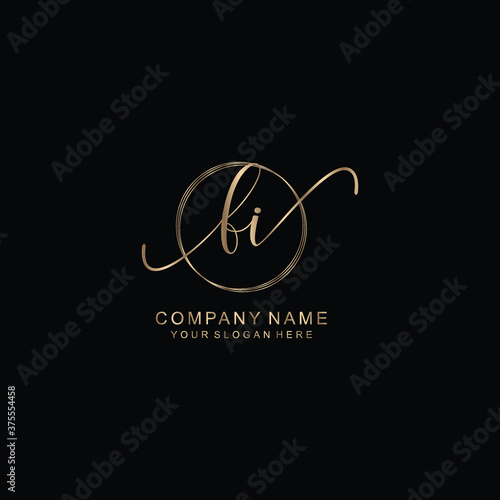 FI Initial handwriting logo template vector 