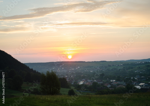Early sunrise, over the village, early autumn