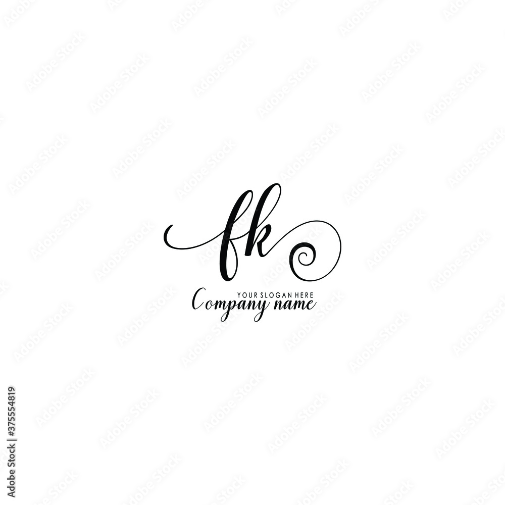 FK Initial handwriting logo template vector FK Initial handwriting logo template vector