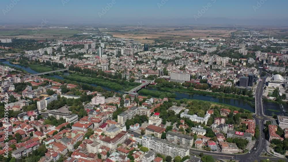 Aerial view of Plovdiv city, Bulgaria, daytime, summer. Aerial view of Plovdiv city, Bulgaria, daytime, summer.