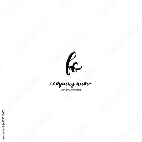 FO Initial handwriting logo template vector