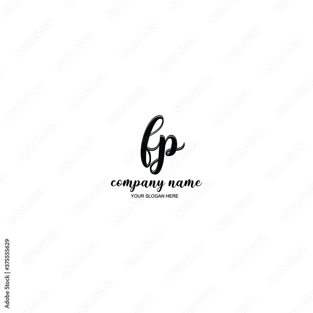 FP Initial handwriting logo template vector FP Initial handwriting logo template vector