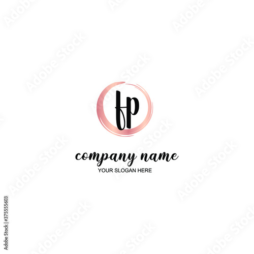 FP Initial handwriting logo template vector