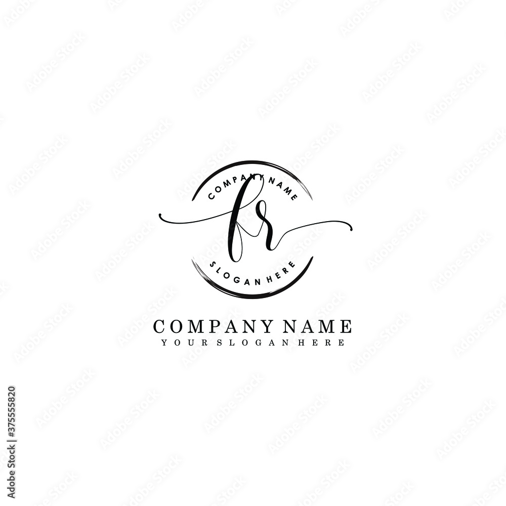 Obraz premium FR Initial handwriting logo template vector