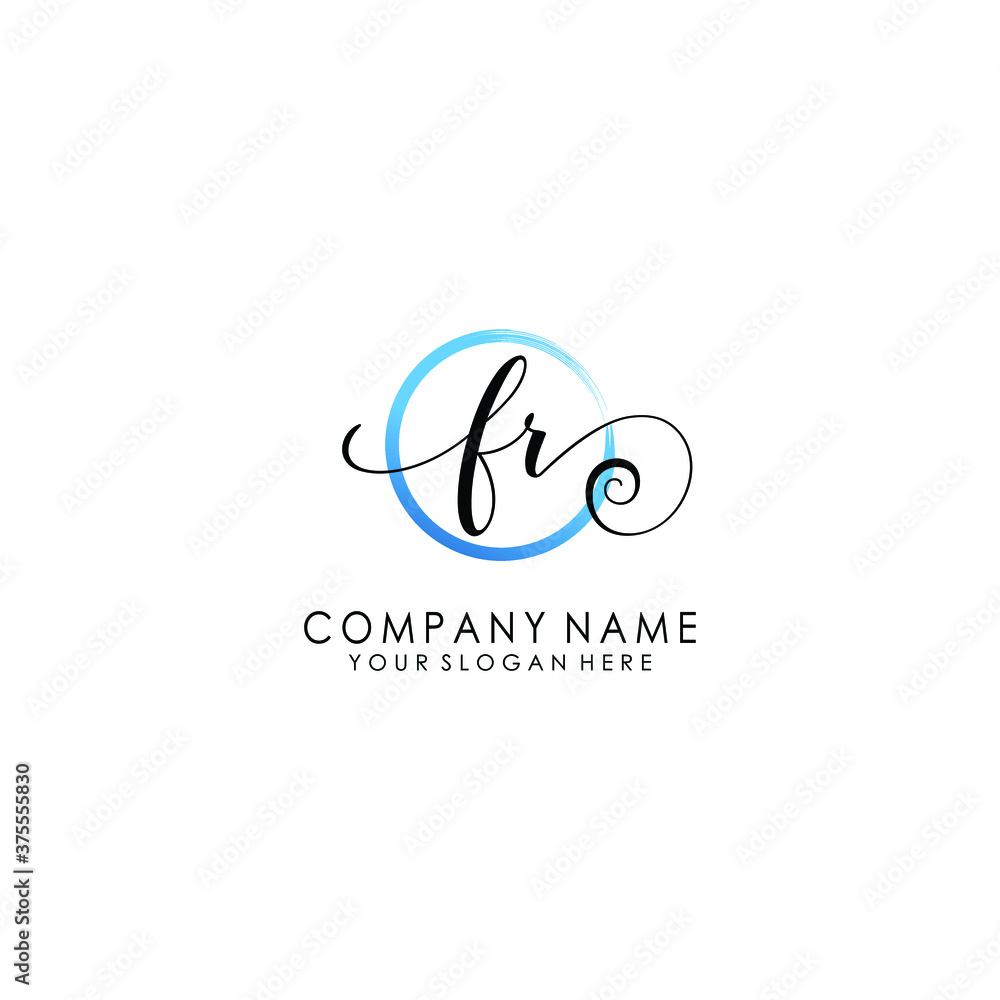 FR Initial handwriting logo template vector FR Initial handwriting logo template vector