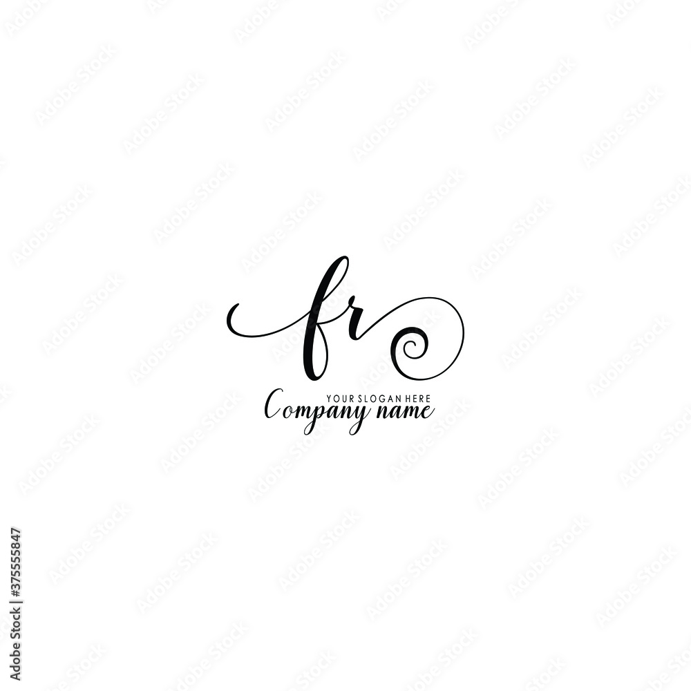 FR Initial handwriting logo template vector FR Initial handwriting logo template vector