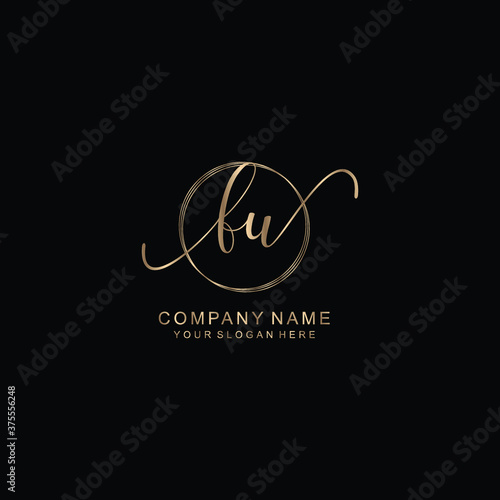 FU Initial handwriting logo template vector