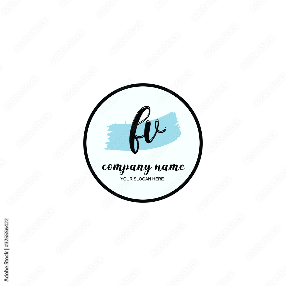 FV Initial handwriting logo template vector FV Initial handwriting logo template vector