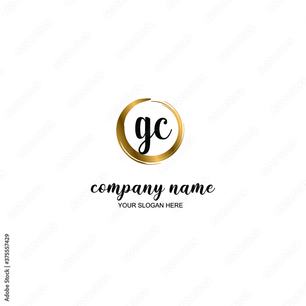GC Initial handwriting logo template vector
