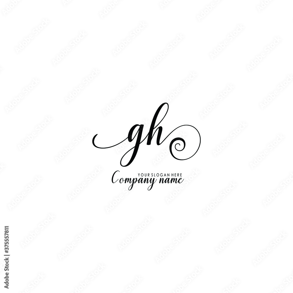 Naklejka premium GH Initial handwriting logo template vector 