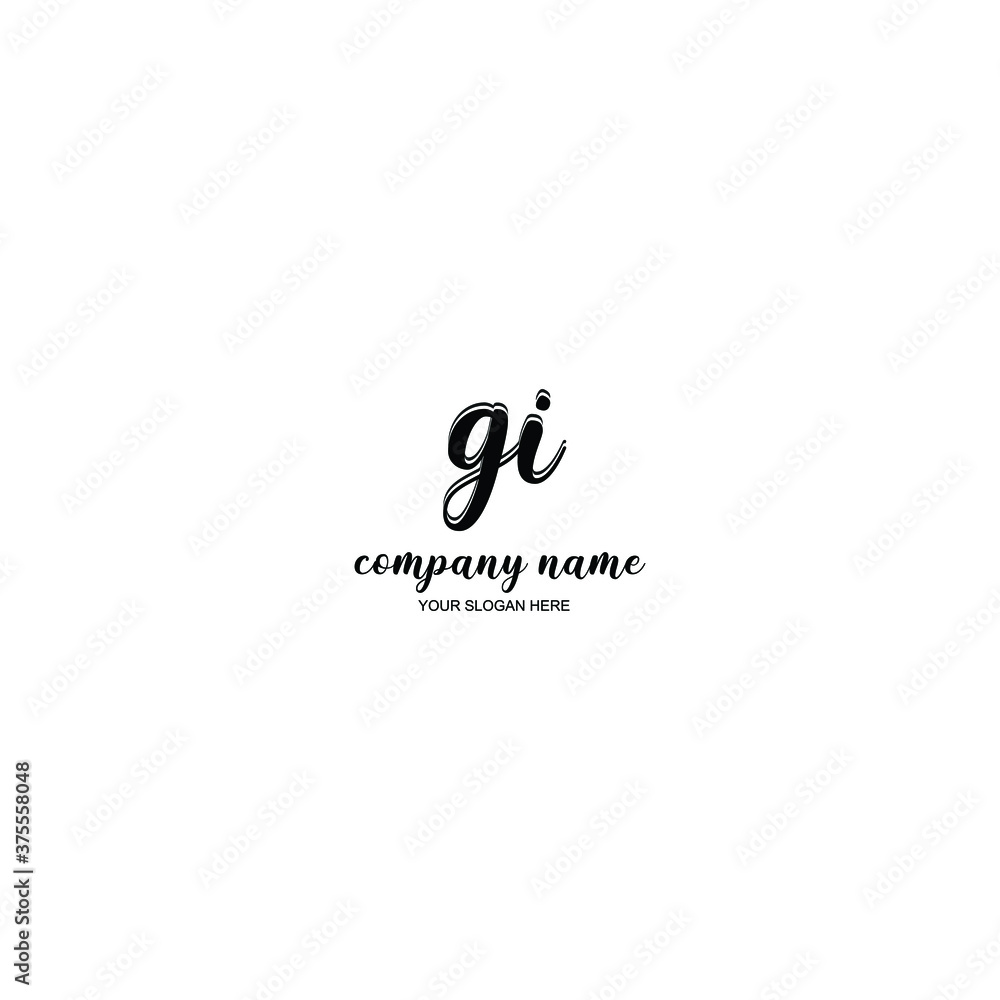 GI Initial handwriting logo template vector GI Initial handwriting logo template vector