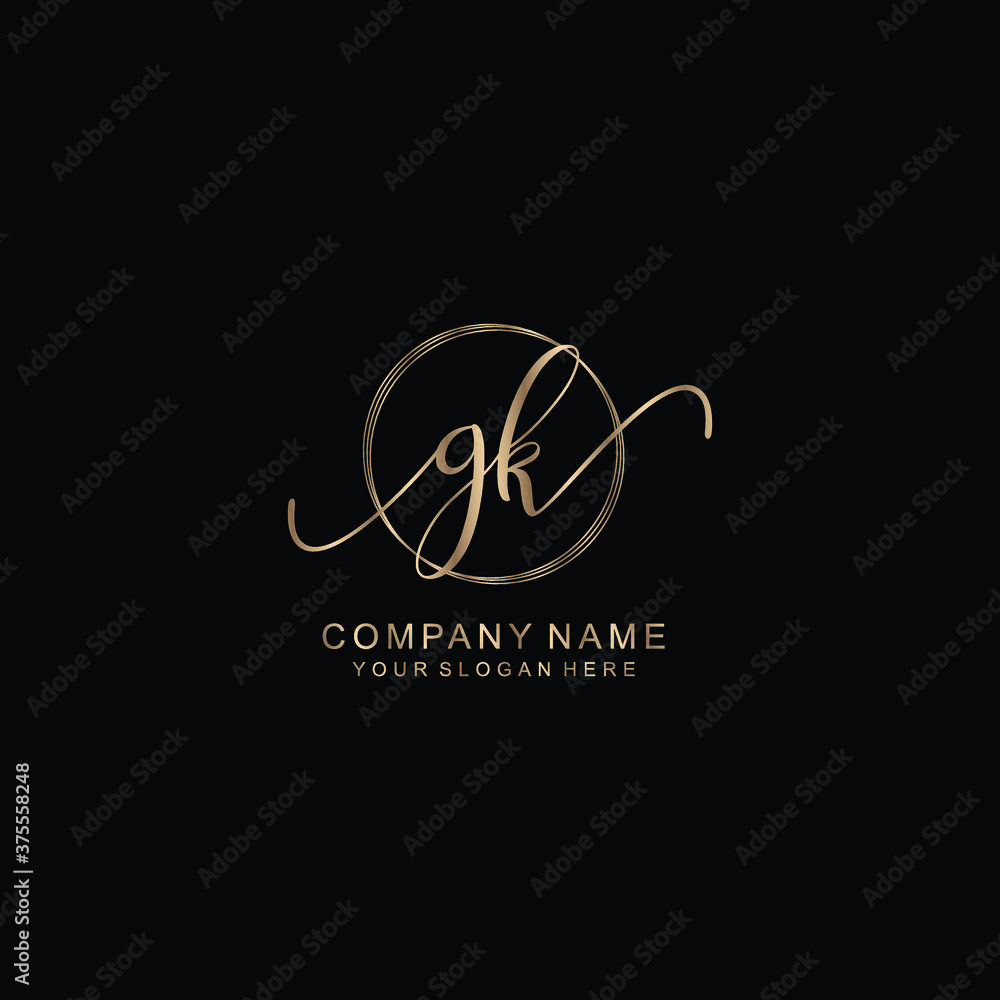 GK Initial handwriting logo template vector GK Initial handwriting logo template vector