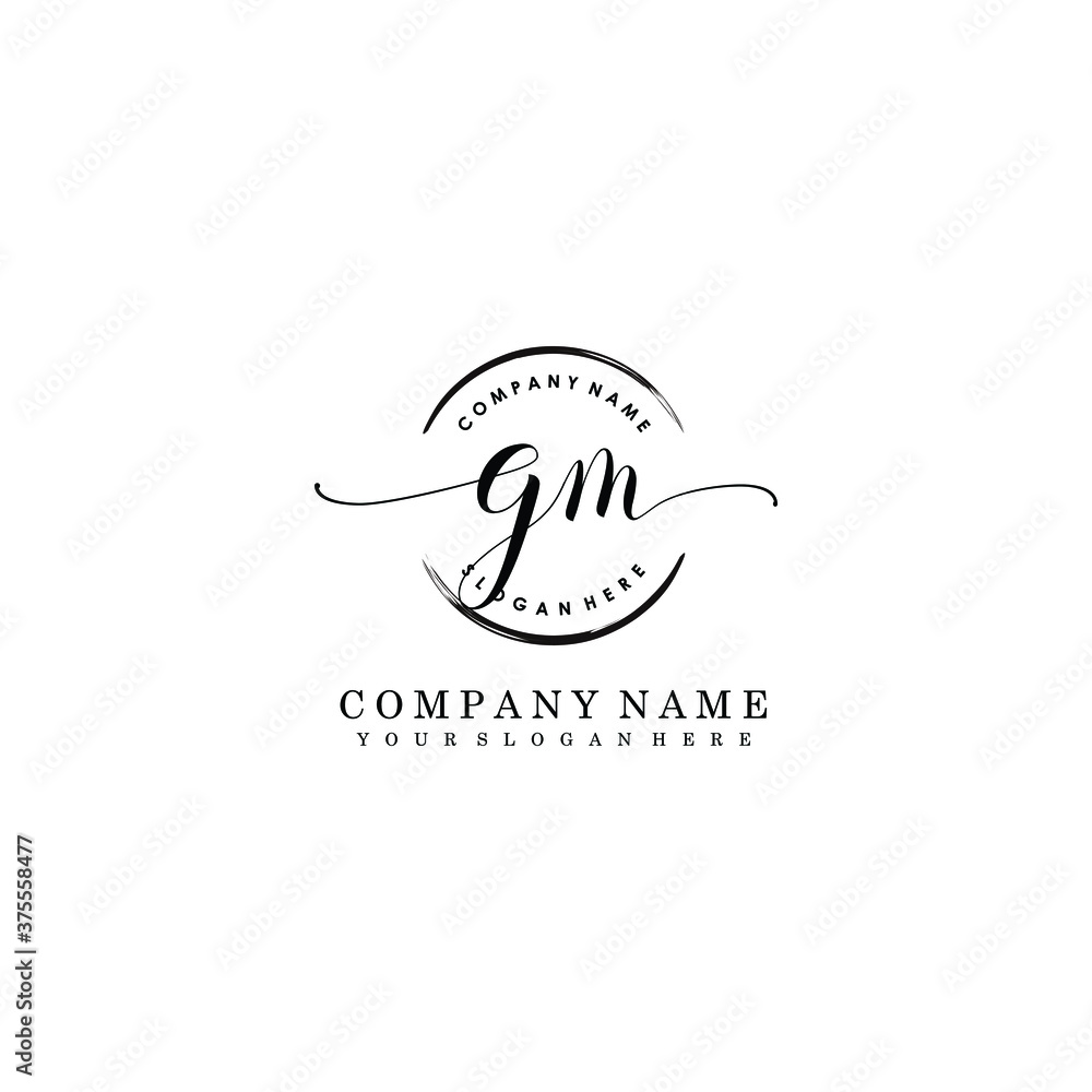 GM Initial handwriting logo template vector GM Initial handwriting logo template vector