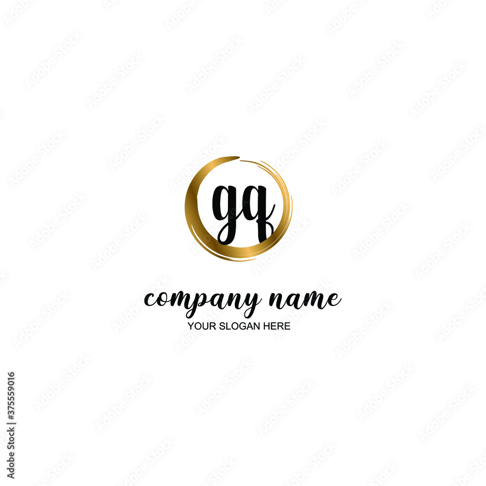 GQ Initial handwriting logo template vector