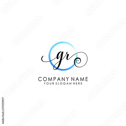 GR Initial handwriting logo template vector