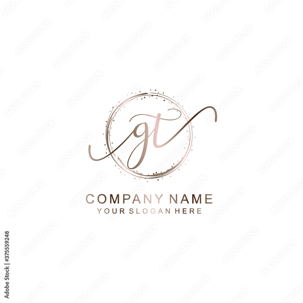 GT Initial handwriting logo template vector GT Initial handwriting logo template vector