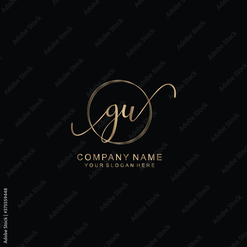 GU Initial handwriting logo template vector GU Initial handwriting logo template vector
