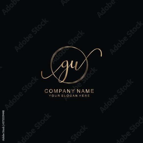 GU Initial handwriting logo template vector