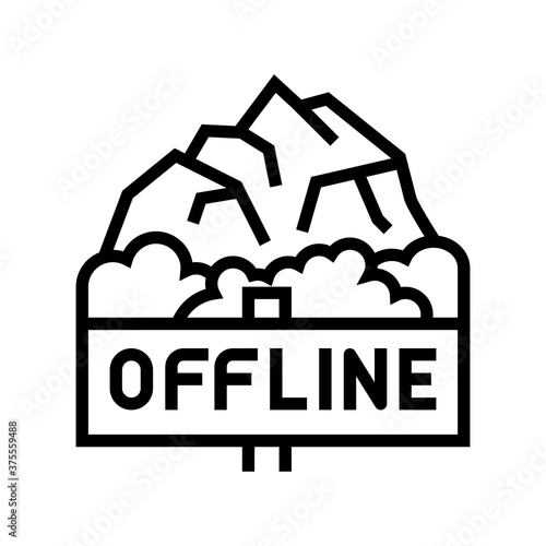 offline mountain travel line icon vector. offline mountain travel sign. isolated contour symbol black illustration