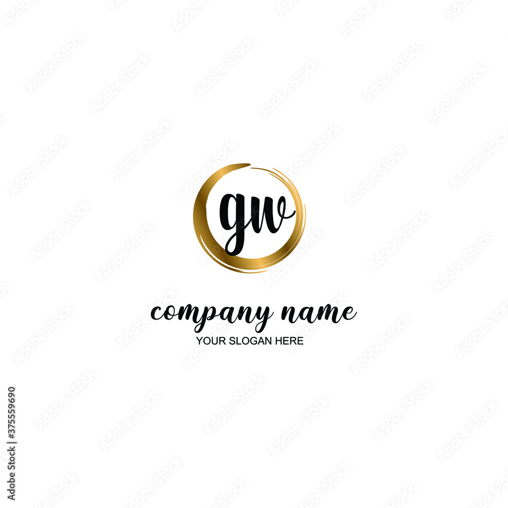 GW Initial handwriting logo template vector
