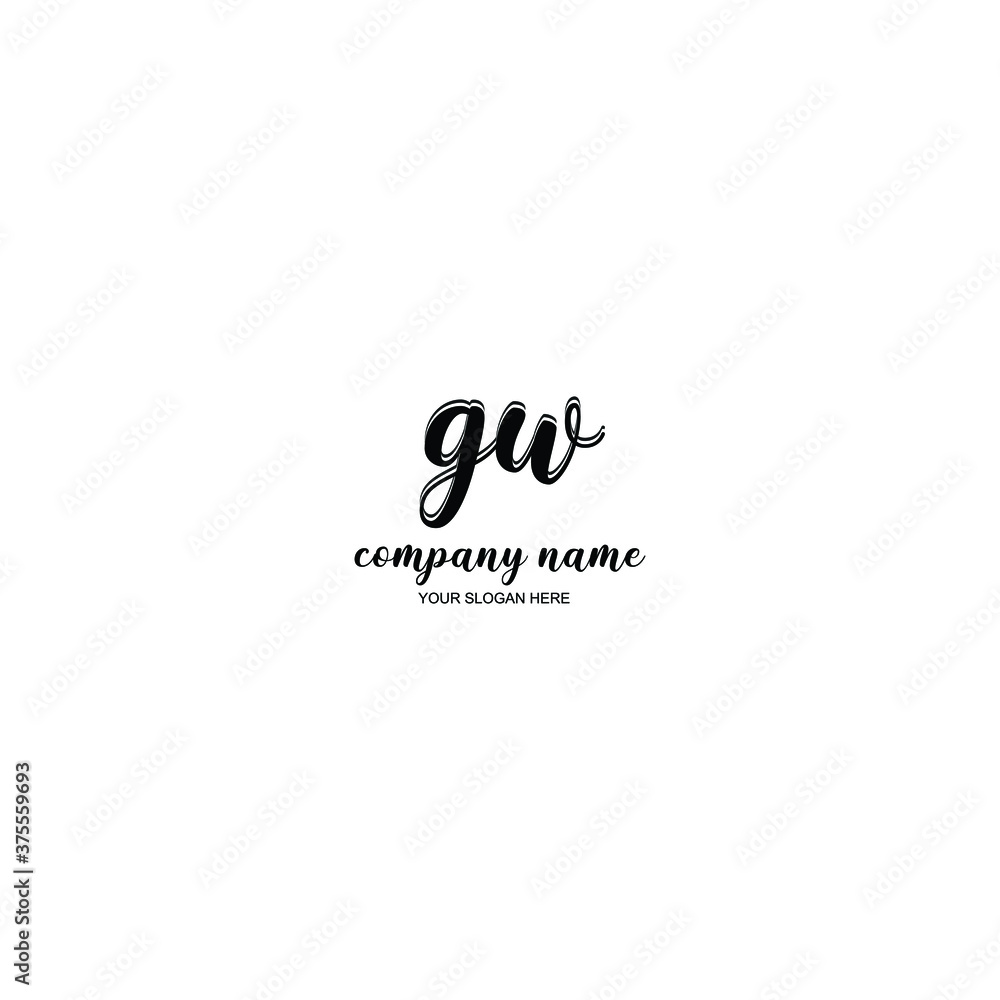 GW Initial handwriting logo template vector GW Initial handwriting logo template vector